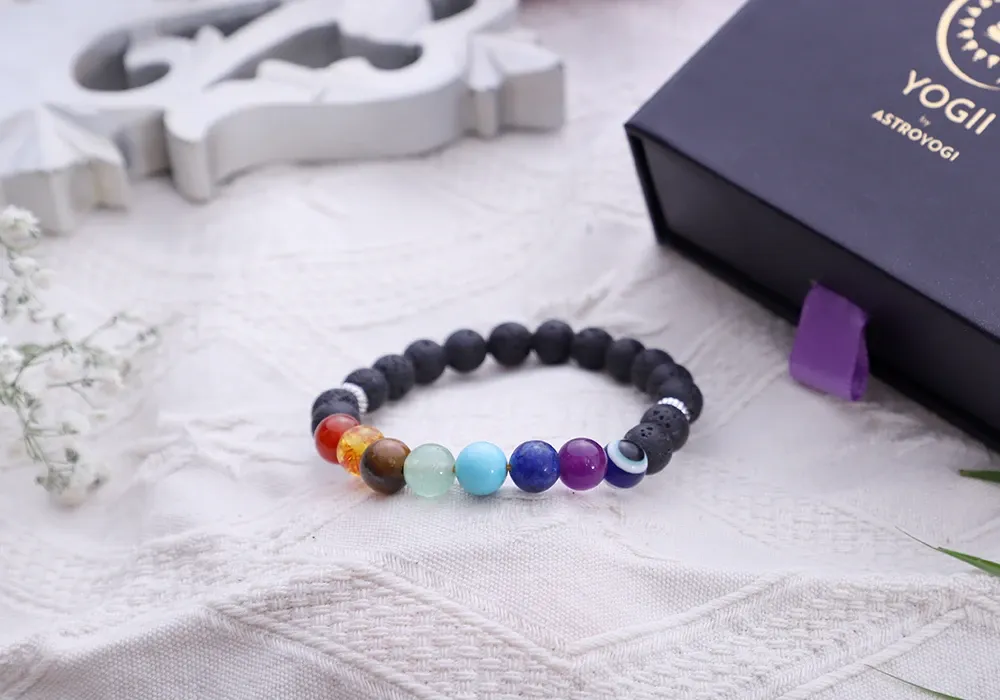 7 Chakra Lava Bracelet